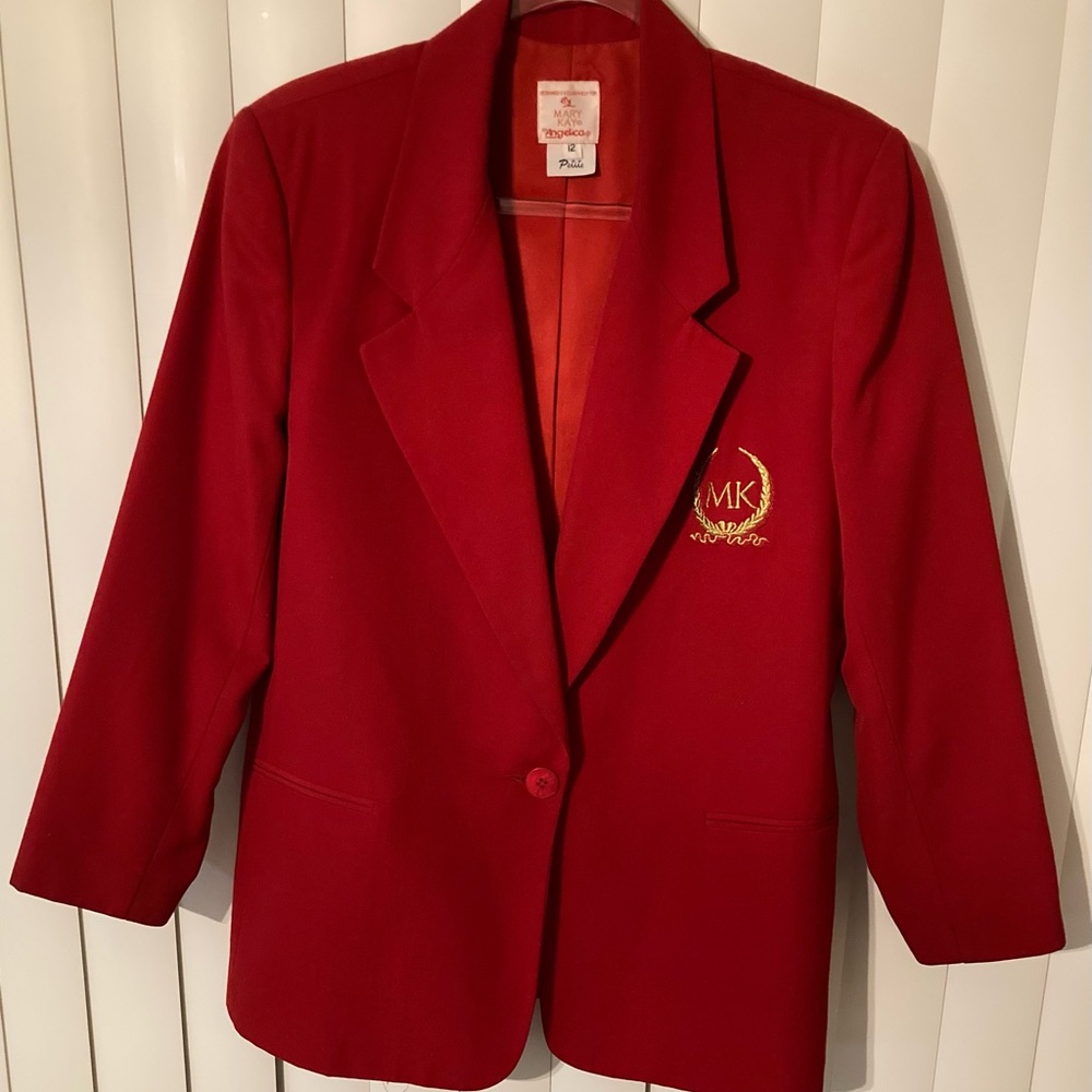 Vintage Mary Kay Embroidered Jacket Women's Size 12P Makeup Artist Career Glamor